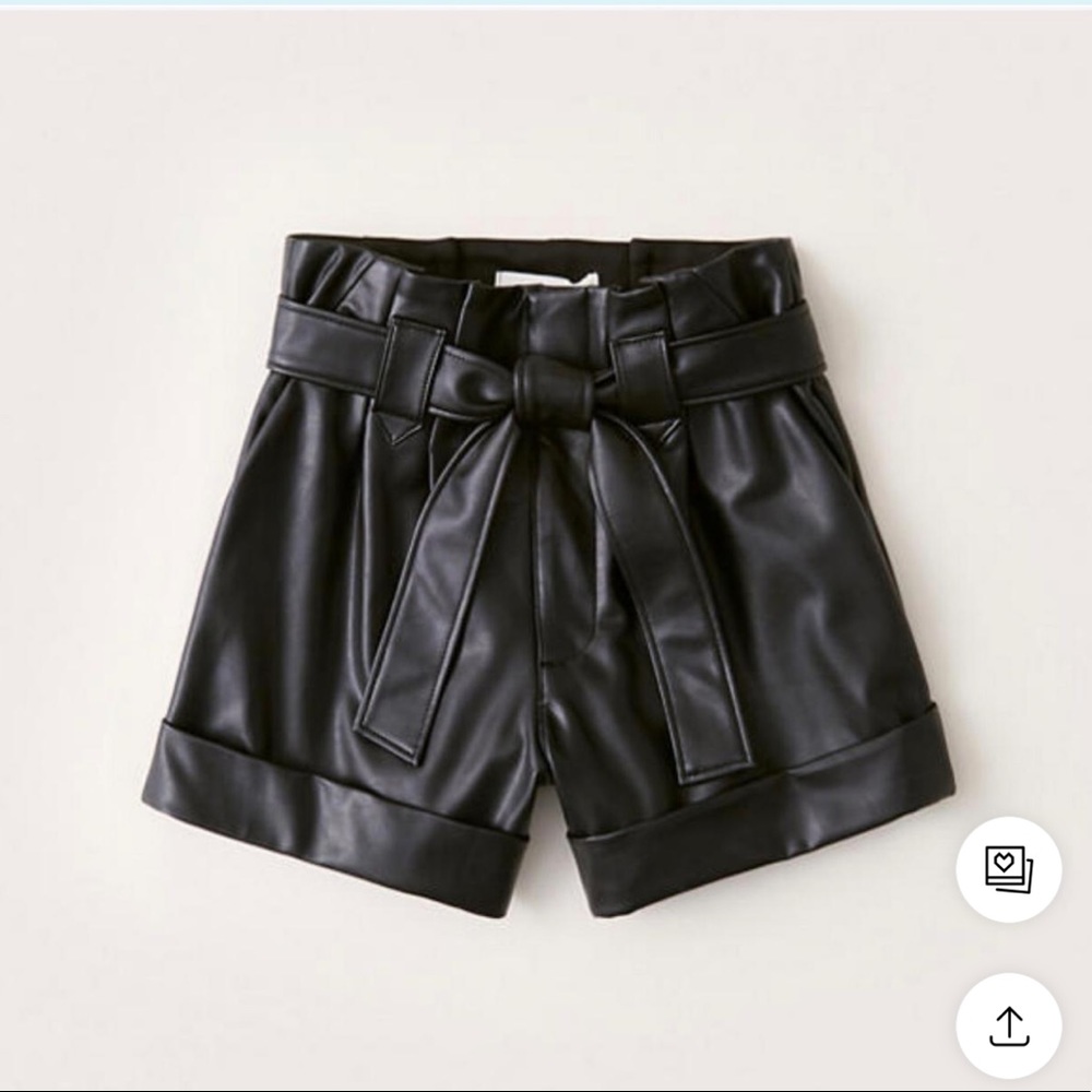 Abercrombie & Fitch Vegan Leather Belted Shorts